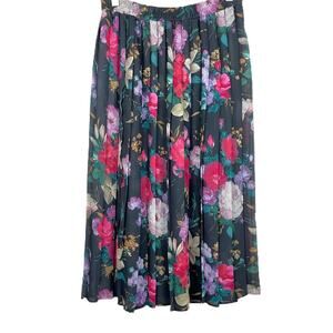 Vintage 90s Worthington Pleated Floral Midi Skirt Size 12